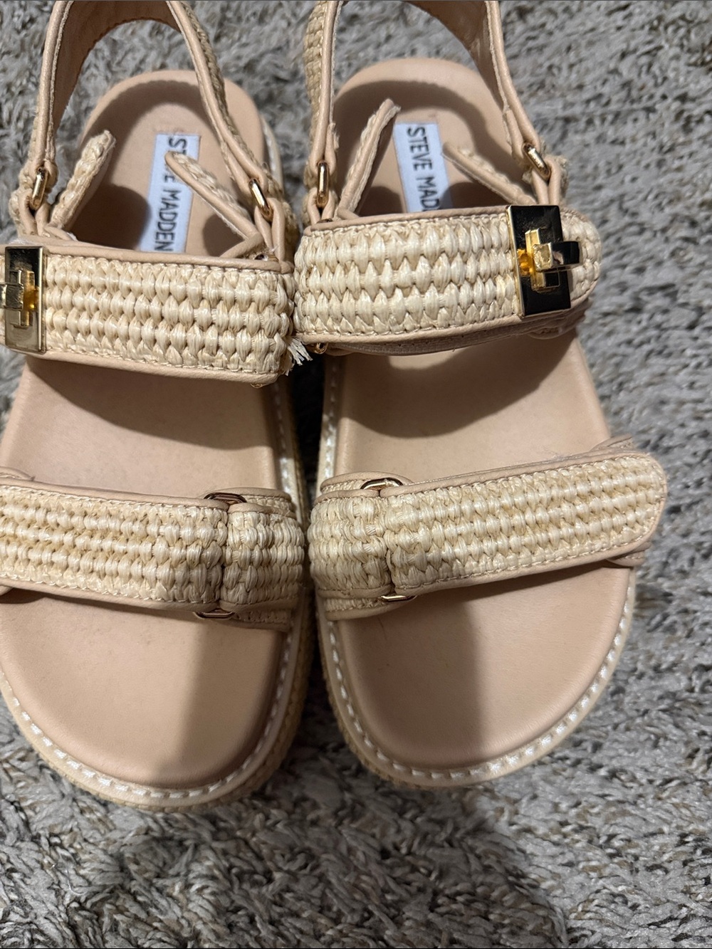 Steve Madden Natural Woven Strap Platform Sandals